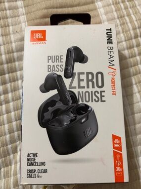 JBL Tune Beam Perfect Fit Pure Bass Zero Noise True Wireless Earbuds Matte Black